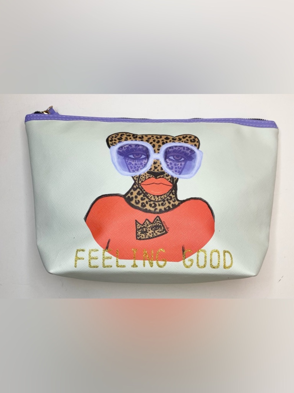 Bouffants & Broken Hearts Feeling Good Leopard Sunglasses Cosmetic Bag. NWOT